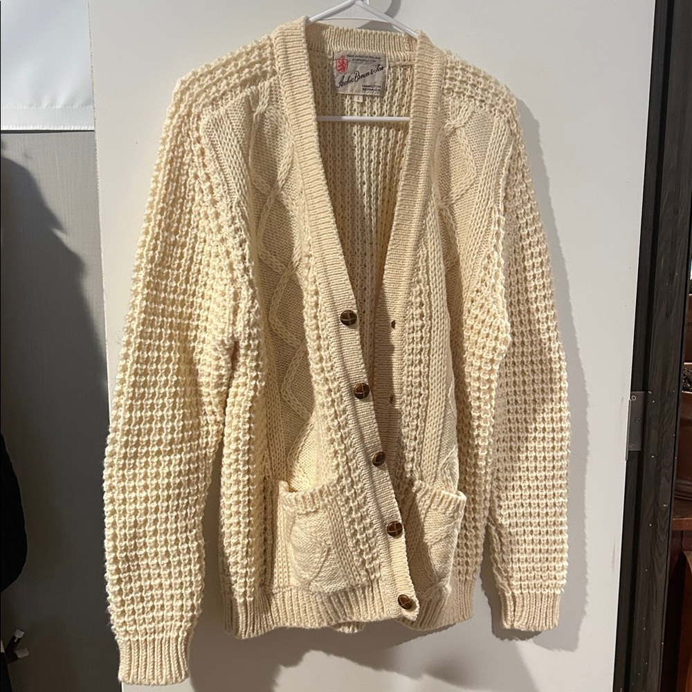 Cream Cable Knit Cardigan Sweater